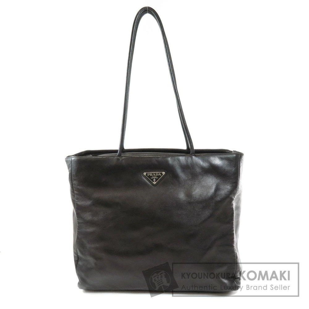 Prada Logo Plate Tote Bag Lambskin - Picture 1 of 11